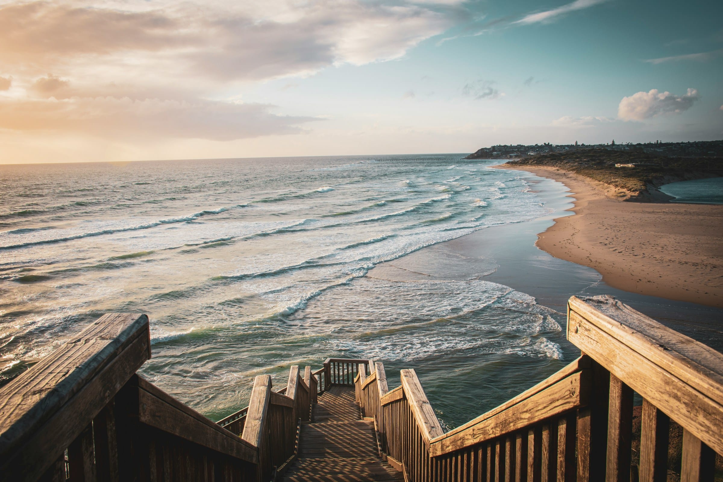 Stairs down to beach in Port Noarlunga, Australia.