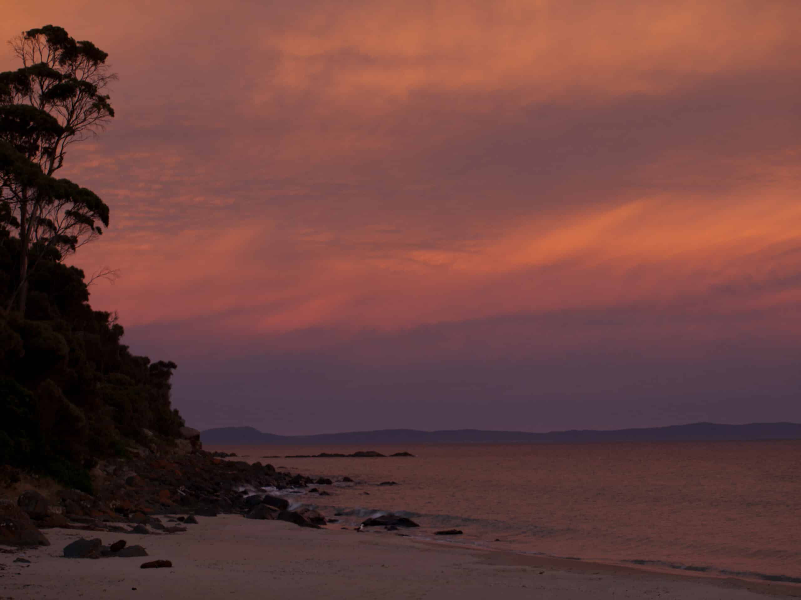 Sunset at Mayfield Bay Conservation Area - Looking East to Freycinet Peninsular