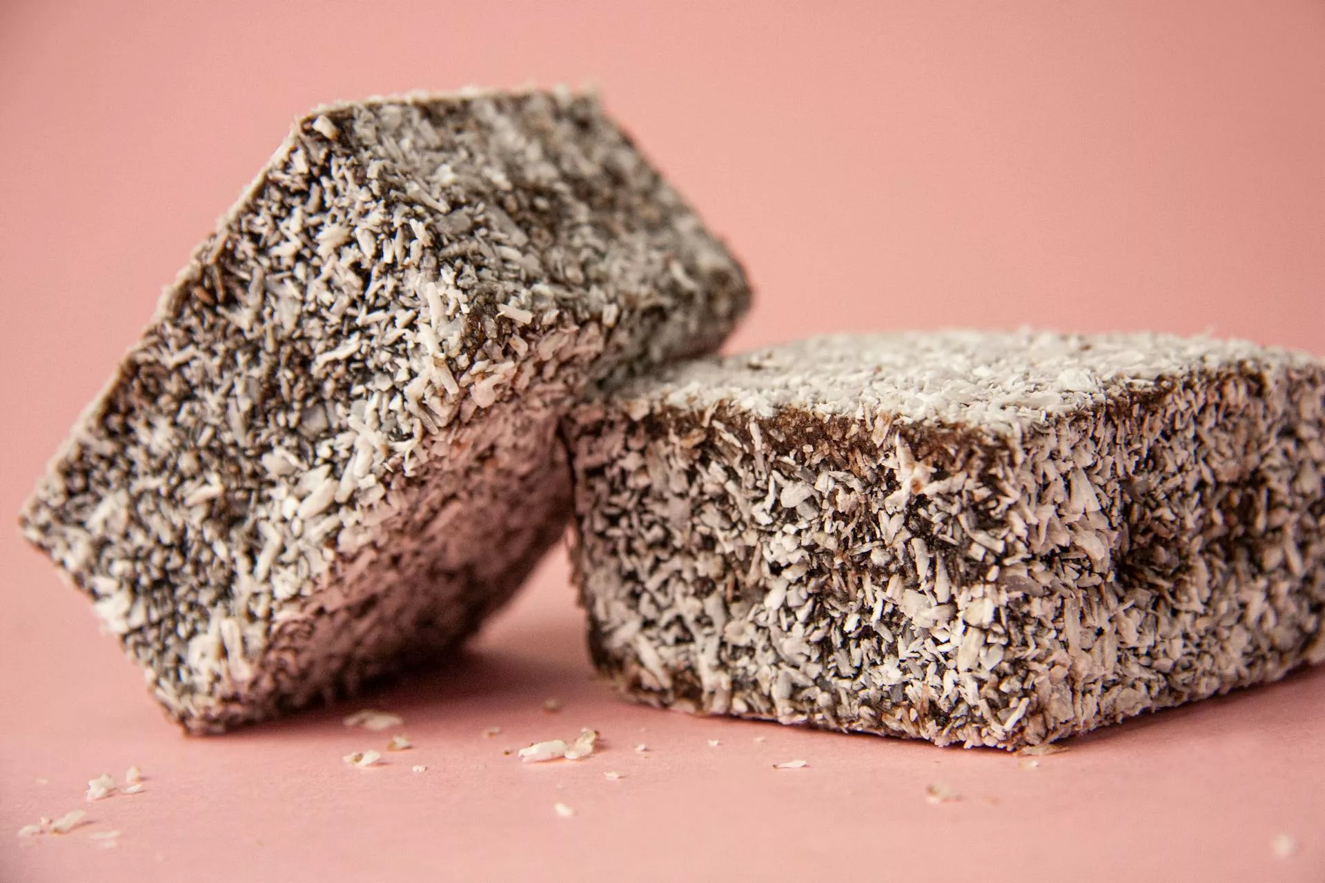 Lamingtons on a pink background