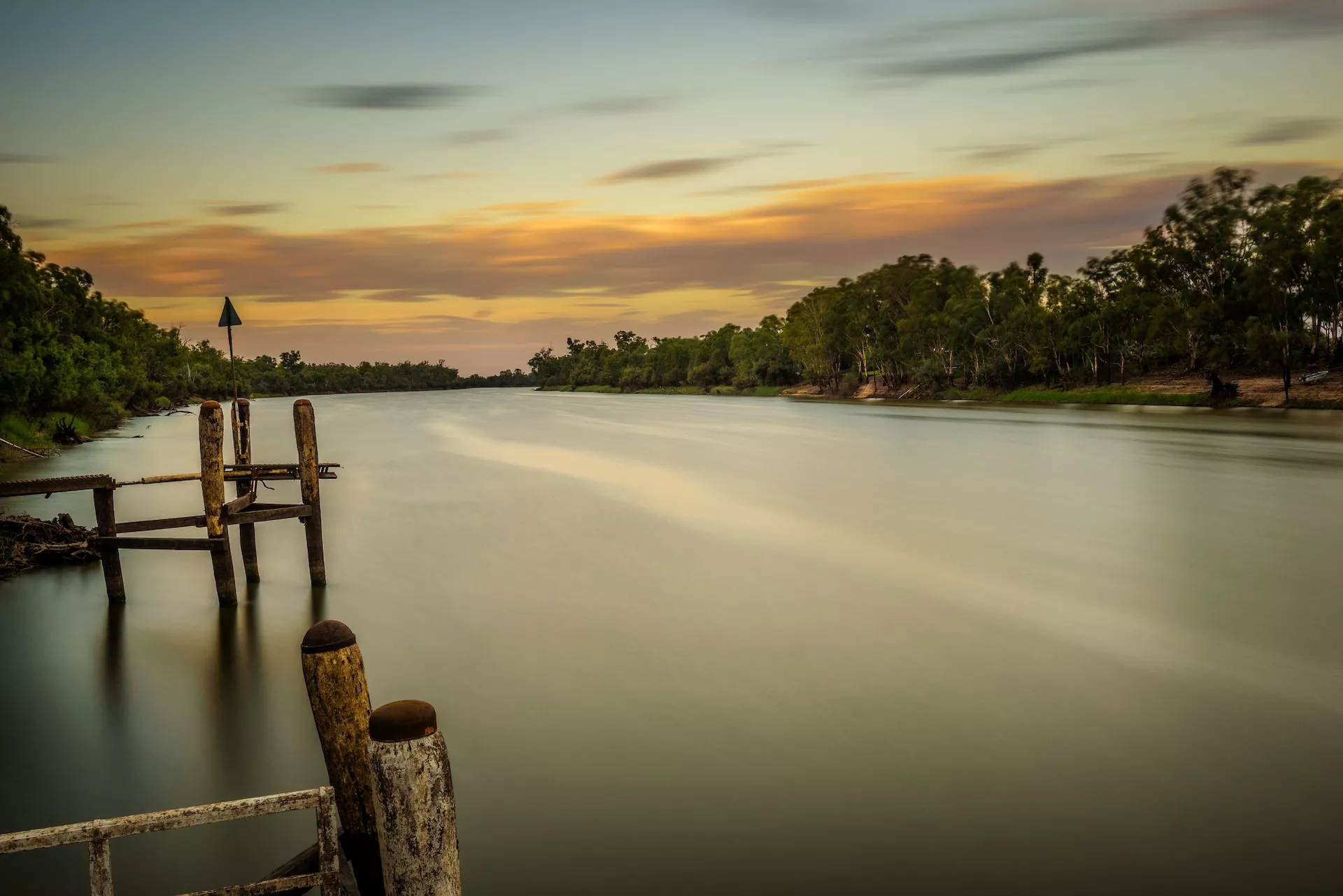Sunset over the Murray River in Mildura, Australia