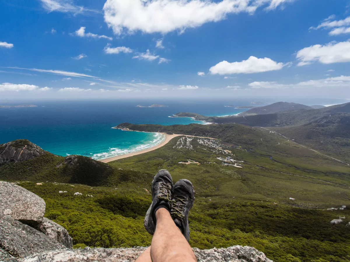 Hiker Enjoying the View from the Summit of Mount Oberon Hiker Enjoying the View from the Summit of Mount Oberon