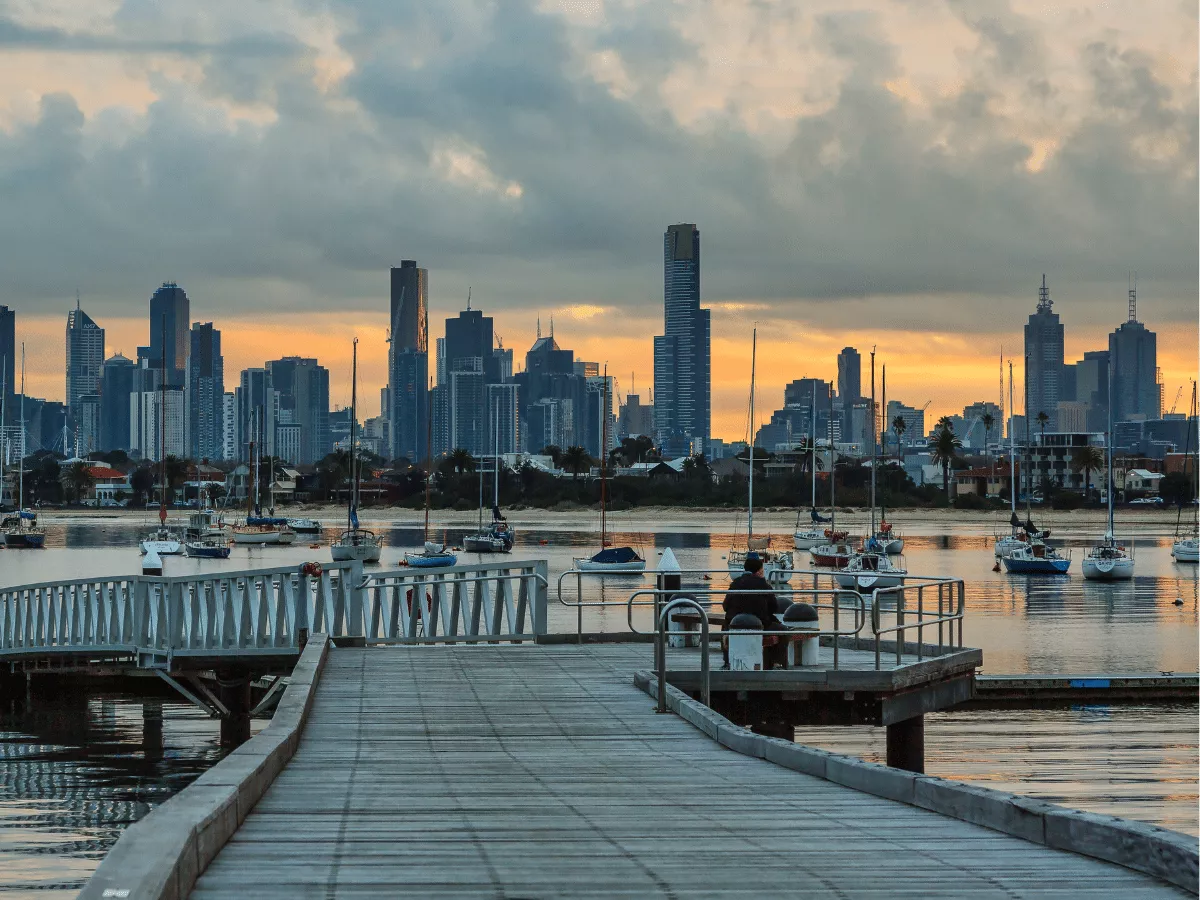 Melbourne City Panorama Photographed from St. Kilda Pier, Melbourne, Australia Melbourne City Panorama Photographed from St. Kilda Pier, Melbourne, Australia