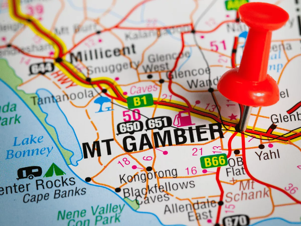 Mount Gambier on a map