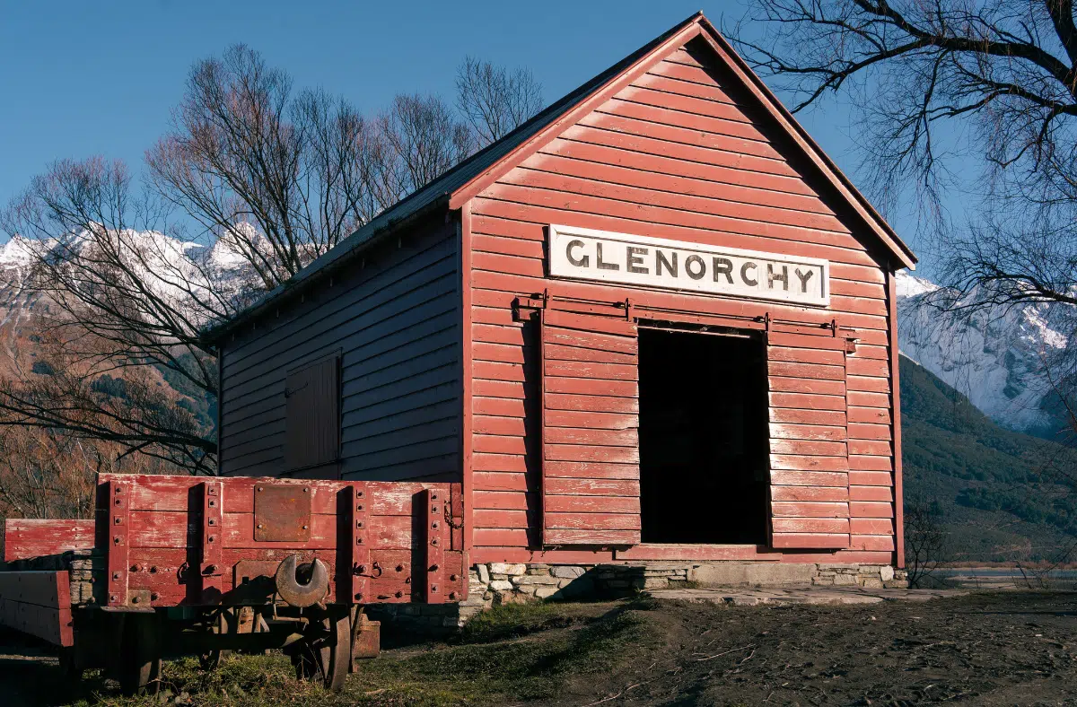 Iconic Glenorchy Wharf Shed on a winter day. Glenorchy villa