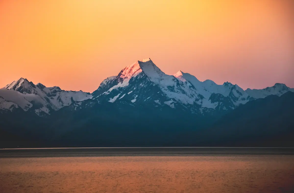 Mount Cook in New Zealand during Golden Hour