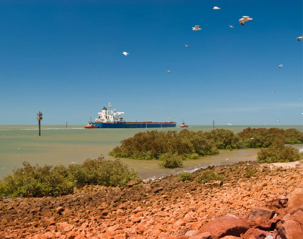 Freightship leaving Port Hedland WA
