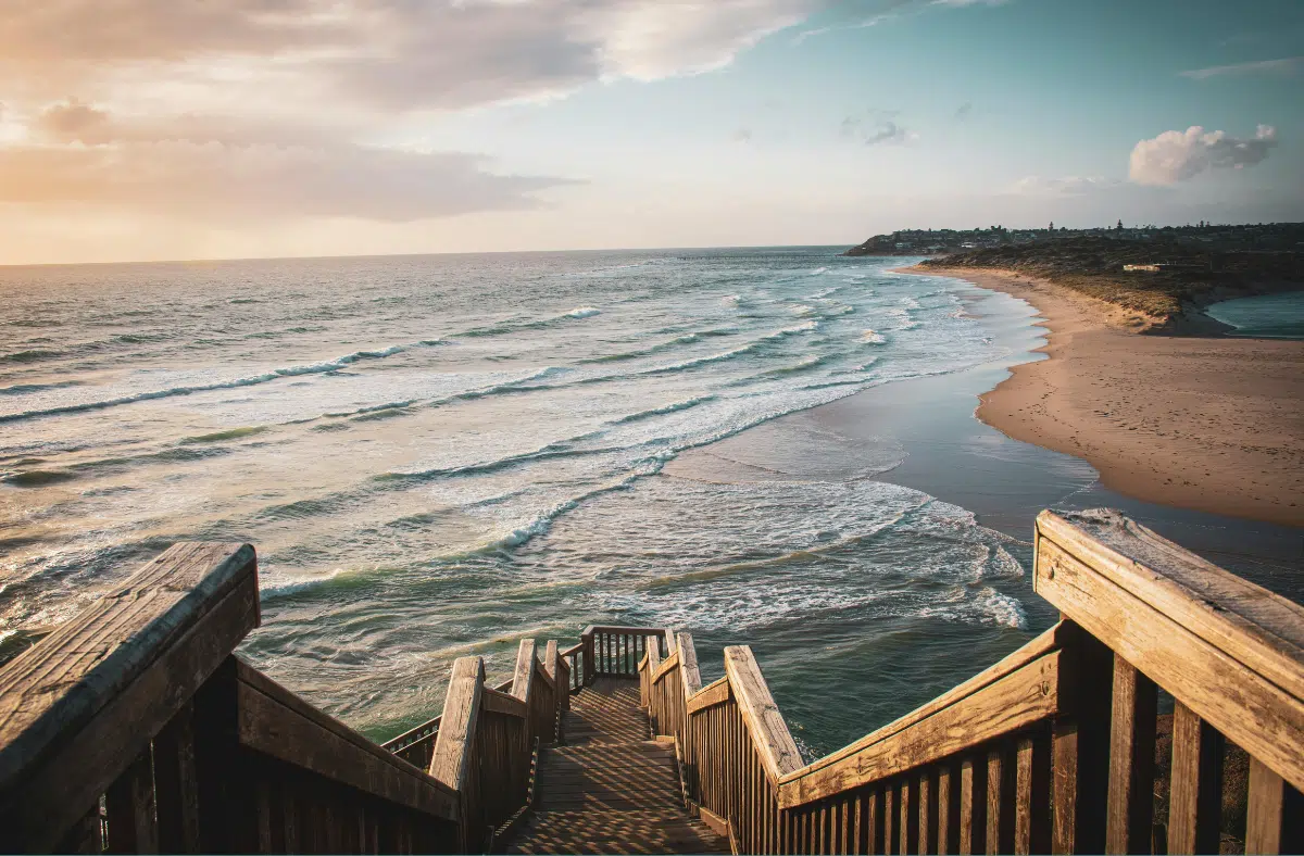 Wooden Stairs to Beach and Sea