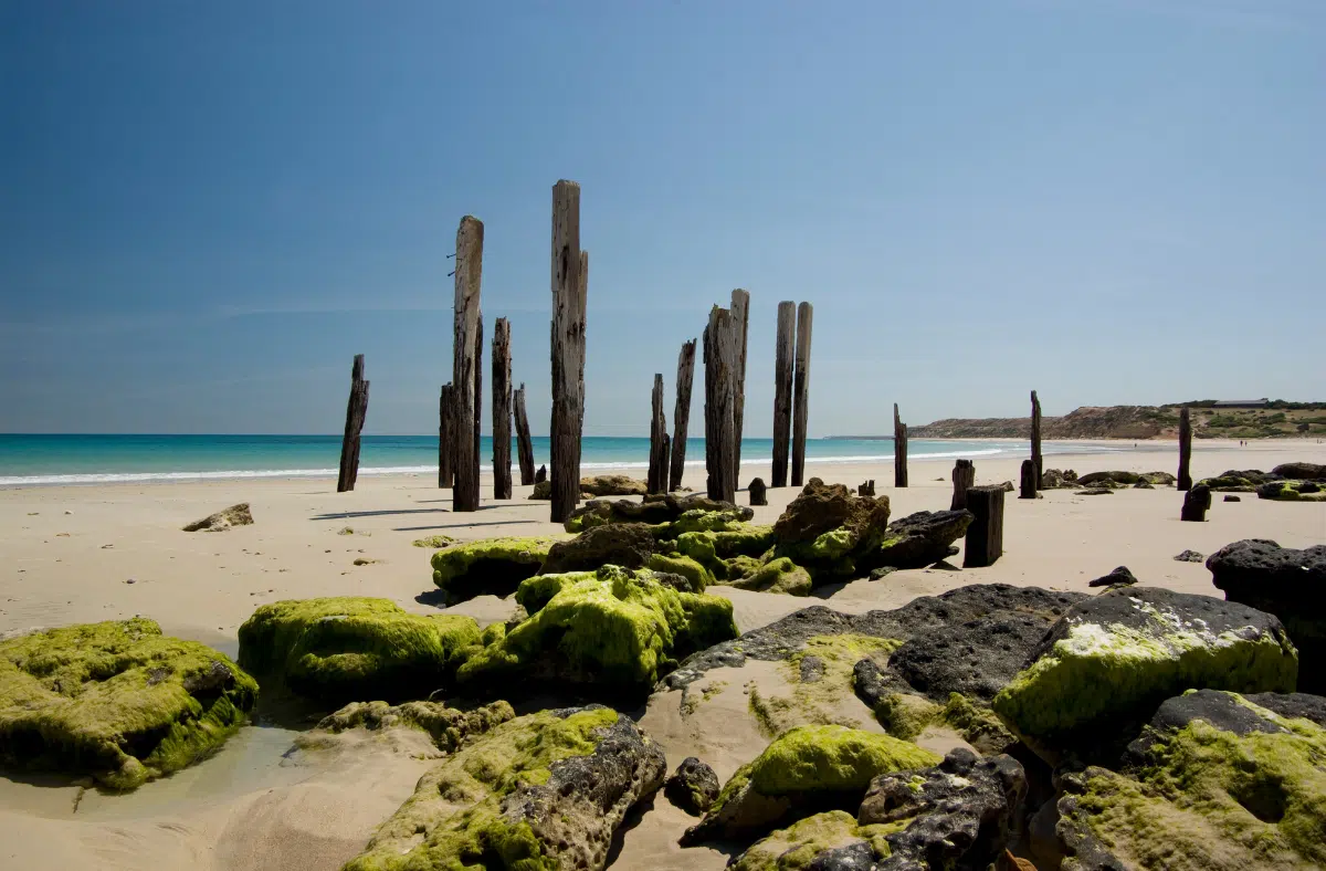 Remains of old jetty at Port Willunga, South Australia