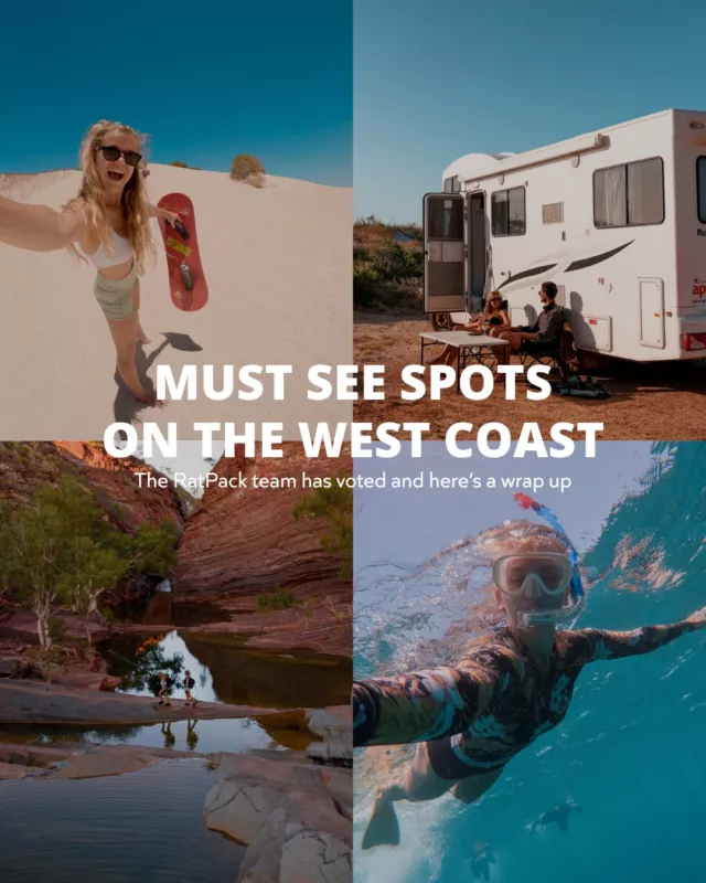 The RatPack team's favourite stops on the West Coast, in order.Perth → Sandy Cape: 220km
Sandy Cape → Kalbarri National Park: 330km
Kalbarri → Francois Peron National Park (Shark Bay): 240km
Shark Bay → Ningaloo Reef (Exmouth): 410km
Ningaloo Reef → Karijini National Park: 400km
Karijini → back to Perth: 1,080kmSave this one for when you're planning the route.#thisiswa @westernaustralia